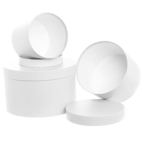 Hat Box Round White #KC2305RWH - Set of 5