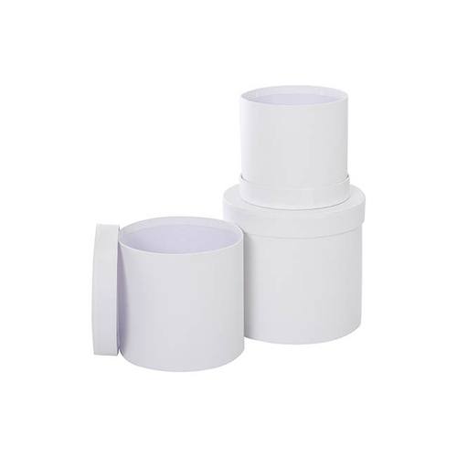 Hat Box Round White #KC2303WH - Set of 3 TEMPORARILY UNAVAILABLE