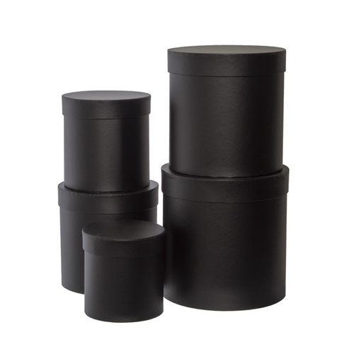 Hat Box Round Black #KC2305RBK - Set of 5 TEMPORARILY UNAVAILABLE