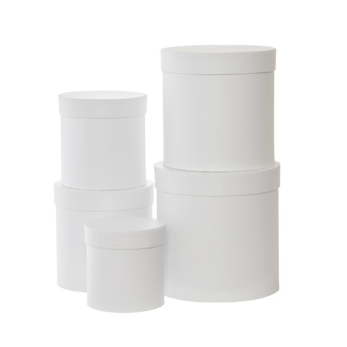 Hat Box Round White #KC2305RWH - Set of 5 TEMPORARILY UNAVAILABLE