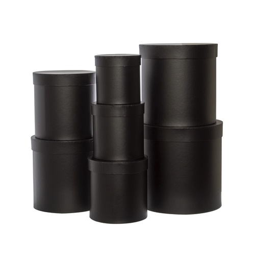 Hat Box Round Black #KC2307RBK - Set of 7 LOW STOCK