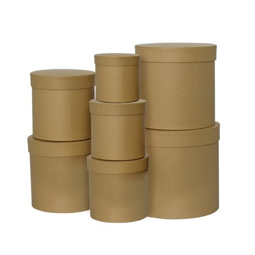 Hat Box Round Kraft #KC2307RKR - Set of 7