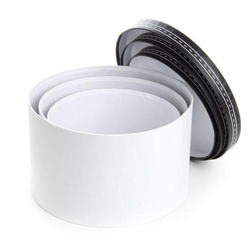 Gift Box Saddle Stitch Round White #KC2331BK.WH - Set of 3 TEMPORARILY UNAVAILABLE