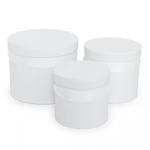 Hat Box Round White #KC2410061WH - Set of 3 TEMPORARILY UNAVAILABLE
