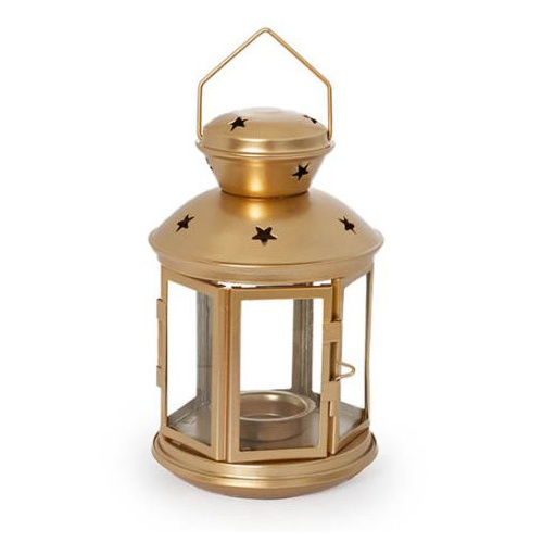  Metal Lantern Hanging Gold (12x19cm)  #KC33009191GO - Each