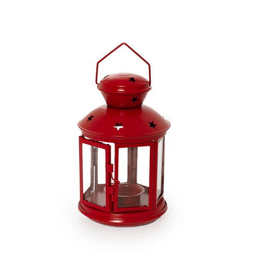 Metal Lantern Hanging Red (12x19cm)  #KC33009191RD - Each