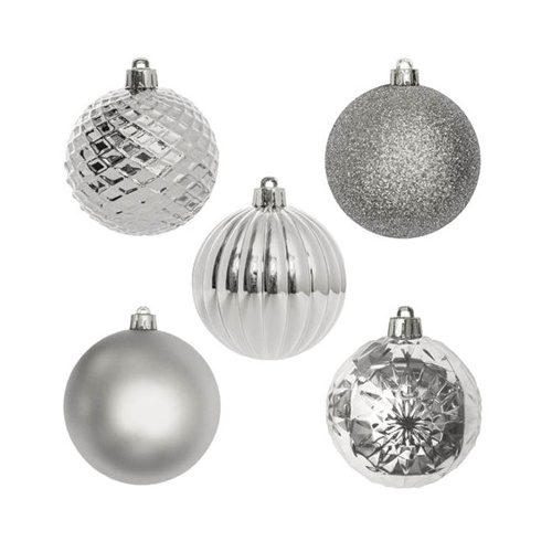 Christmas Hanging Bauble Silver (7cm)  #KC33009201SI - Pack of 30