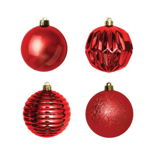 Christmas Hanging Bauble Red (8cm) #KC33009202RD - Pack of 16