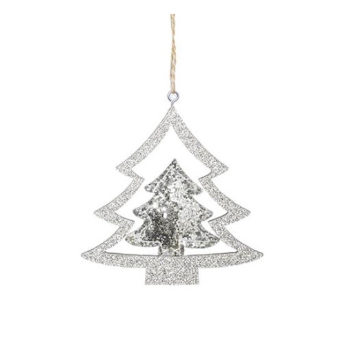 Christmas Hanging Christmas Tree Silver (10cmH)  #KC33009239SI - Pack of 2 SOLD OUT