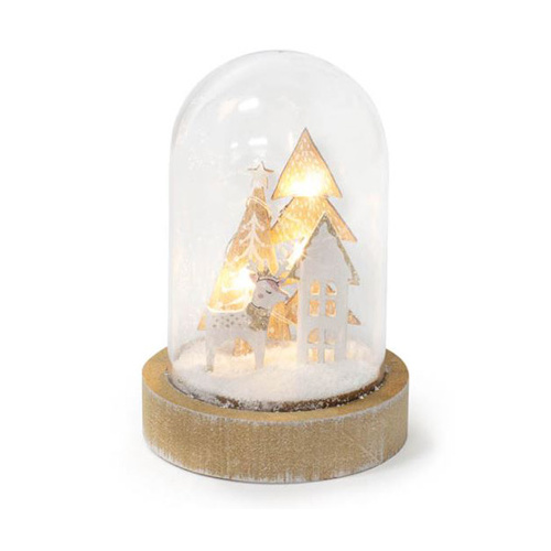 Christmas Cloche Decoration with Light Natural (8.5x8.5x11.5)  #KC33009273NA - Each