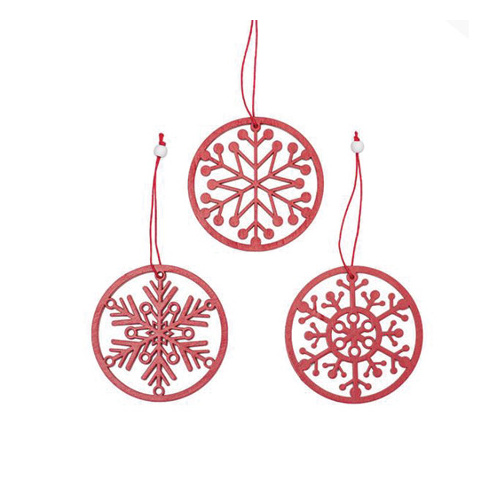 Christmas Wooden Hanging Snowflakes Set 9 Red (32.8x2.5x11.5cm)  #KC33009278RD - Each