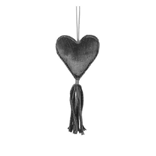 Christmas Hanging Fabric Heart with Tassel Grey (10cm)  #KC33009391GRY - Each