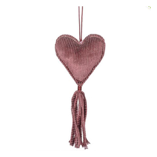 Christmas Hanging Fabric Heart with Tassel Pink (10cm)  #KC33009391PK - Each