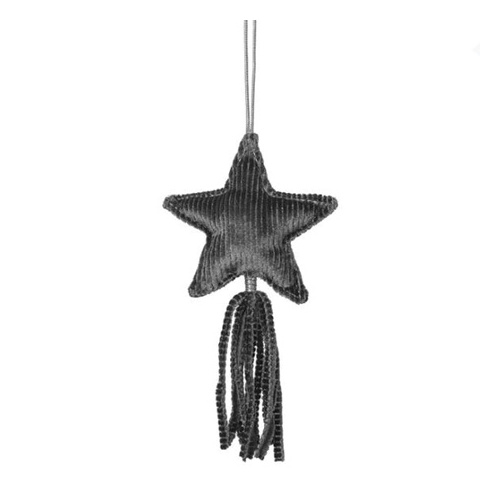 Christmas Hanging Fabric Star with Tassel Grey (10cm)  #KC33009392GRY - Each
