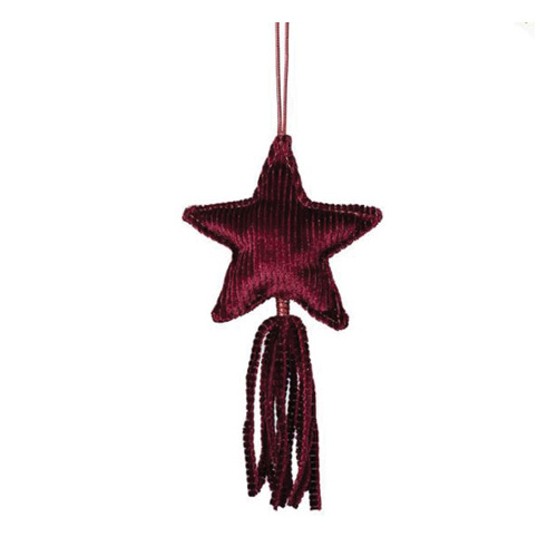 Christmas Hanging Fabric Star with Tassel Red (10cm)  #KC33009392RD - Each