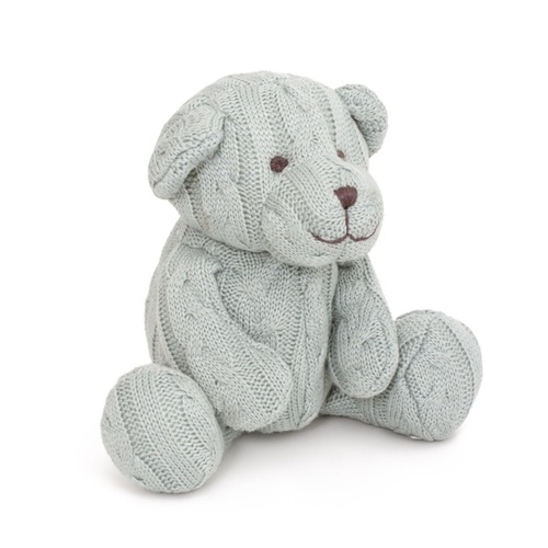 Soft Toy Teddy Zac Cable Knit Bear Baby Blue 22cm #KC4808610BB - Each