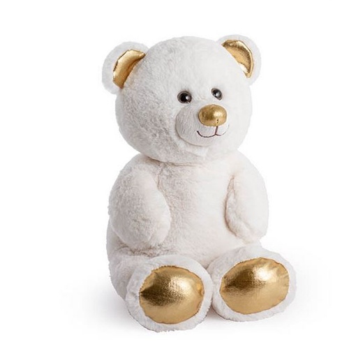 Soft Toy Snowball Bear with Gold Feet & Ear White 24cm #KCKC4808682 - Each 