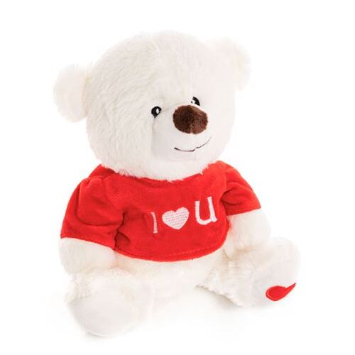 Soft Toy Cute Baby Bear With T-Shirt White 21cm #KC4808705WH - Each