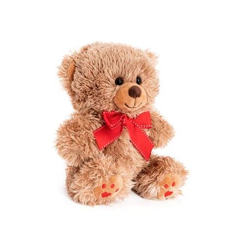 Soft Toy Aiden Bear with Red Bow Brown 20cm #KC4808772GY - Each