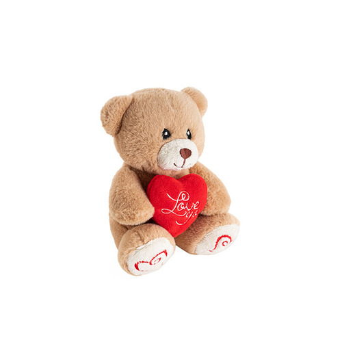 Soft Toy Teddy Alfie with Love You Heart Brown 14cm #KC480882BR - Each