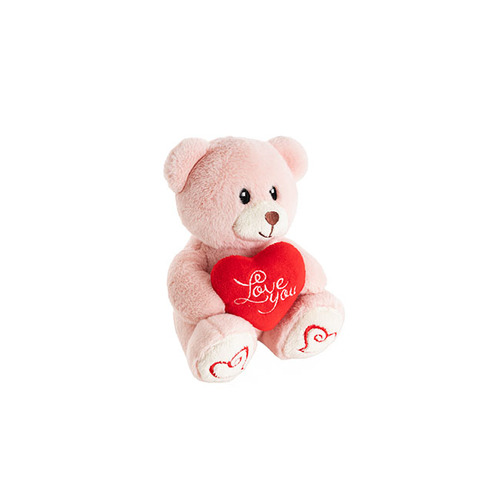 Soft Toy Teddy Alfie with Love You Heart Dust Pink 14cm #KC480882DP - Each