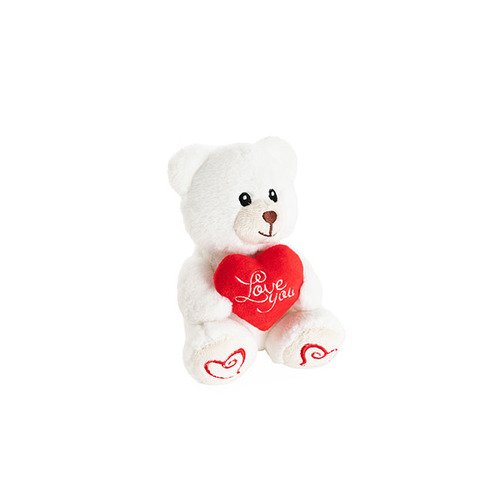 Soft Toy Teddy Alfie with Love You Heart White 14cm #KC480882WH - Each