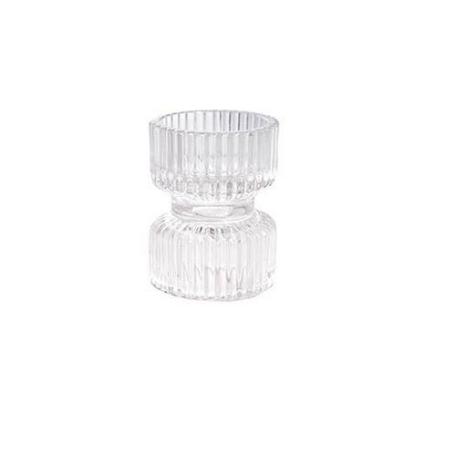 Glass Craft Ripple 2 in 1 Candle Holder Crystal (6x7.5cmH) #KC5101064 - Each
