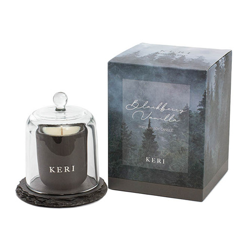 Candle Soy Slate Cloche Set Blackberry Vanilla (11x14.5cm) #KC51110061BK - Each TEMPORARILY UNAVAILABLE