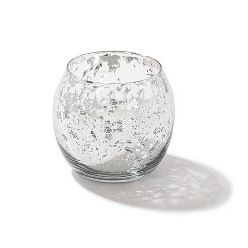 Tealight Candle Holder Glass Mini Sphere Silver #KCCH0123 - Each