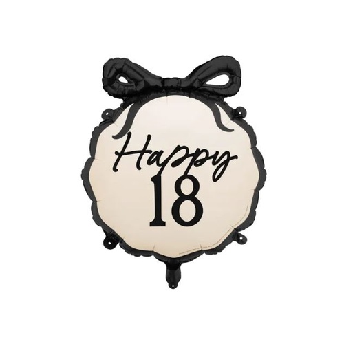 53cm Happy 18 Black Foil Balloon #PDFB26618 - Each (Pkgd.) TEMPOARILY UNAVAILABLE