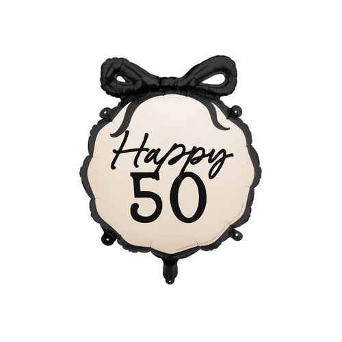 53cm Happy 50 Black Foil Balloon #PDFB26650 - Each (Pkgd.)