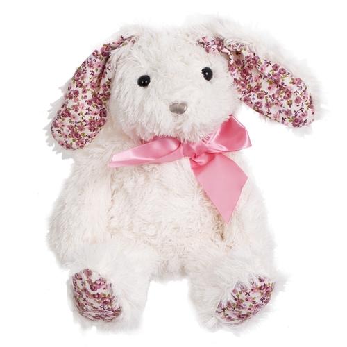 Soft Toy Teddy Poppy Bunny Cream / Pink Floral 24cm #SATEP24 - Each TEMPORARILY UNAVAILABLE