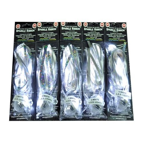 Sparkle Ribbon White 90cm Long #SL1001 - Each TEMPORARILY UNAVAILABLE