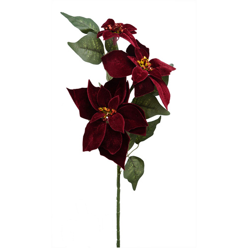 Christmas Poinsettia Spray Velvet Burgundy 82cml #SWHF1608BUR - Each 