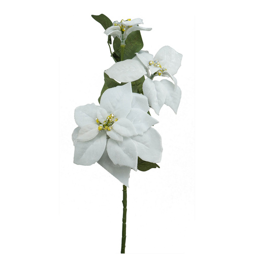 Christmas Poinsettia Spray Velvet White 82cml #SWHF1608WHT - Each